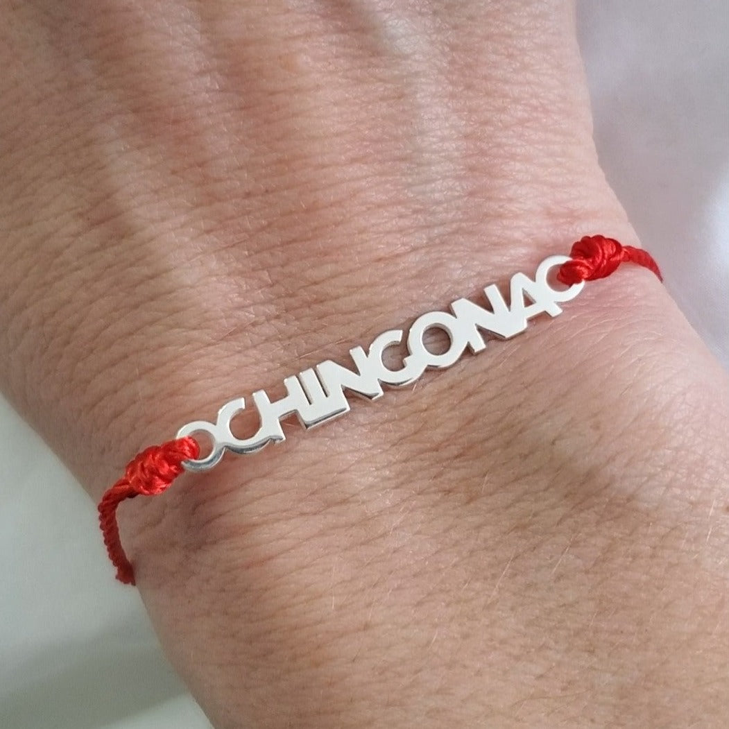 pulsera chingona plata joyeria mexicana hilo rojo