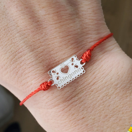 2 Pulseras Papel Picado hilo rojo