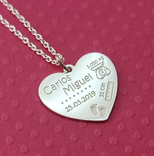 Collar corazón bebé
