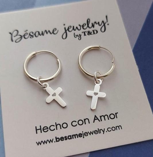 Aretes mini arracada Piercing Cruz