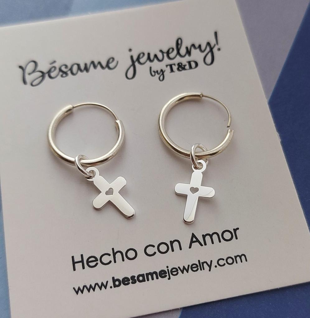 Aretes mini arracada Piercing Cruz