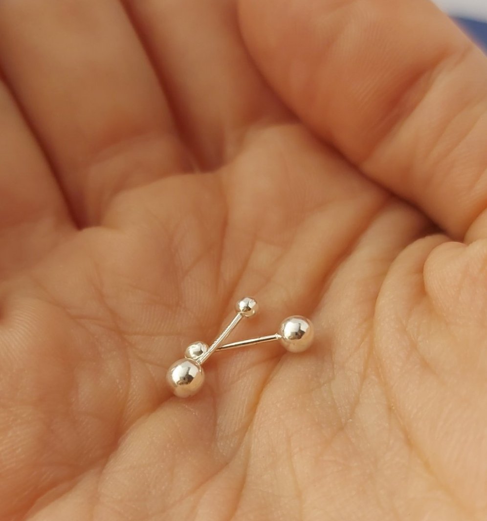 Set Aretes Broquel bola chica y mini arracadas