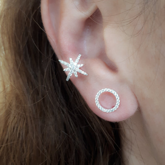 Earcuff estrellas plata