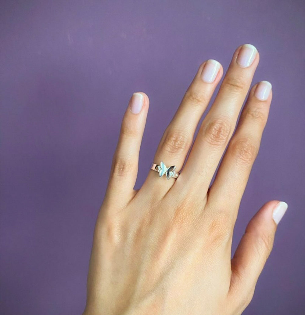 Anillo Mariposa con frase grabada