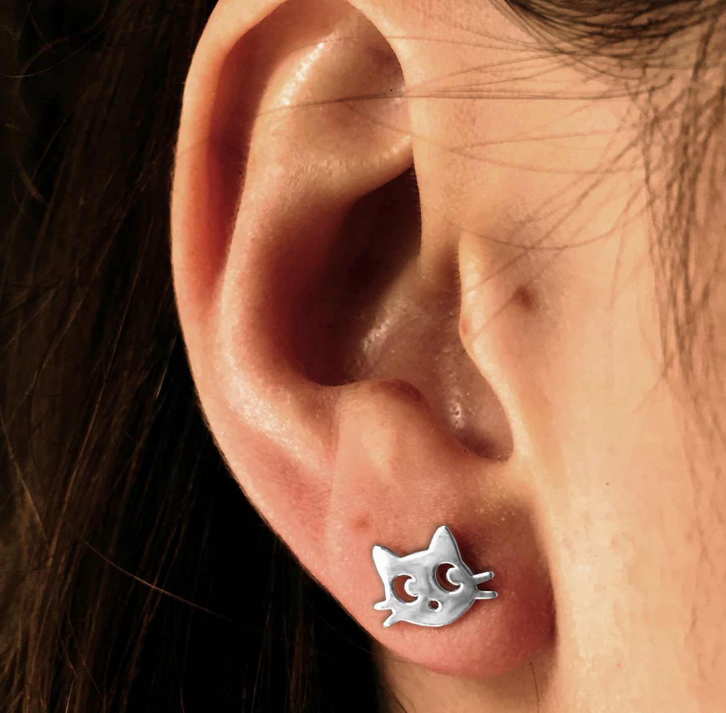 aretes de gato de plata mexicana