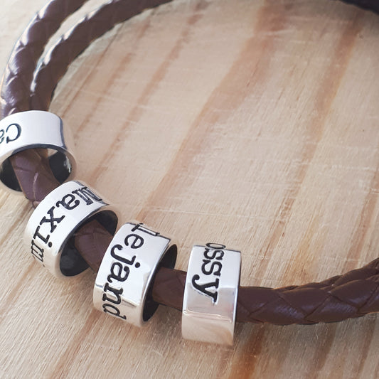Pulsera Piel Cilindros Personalizada