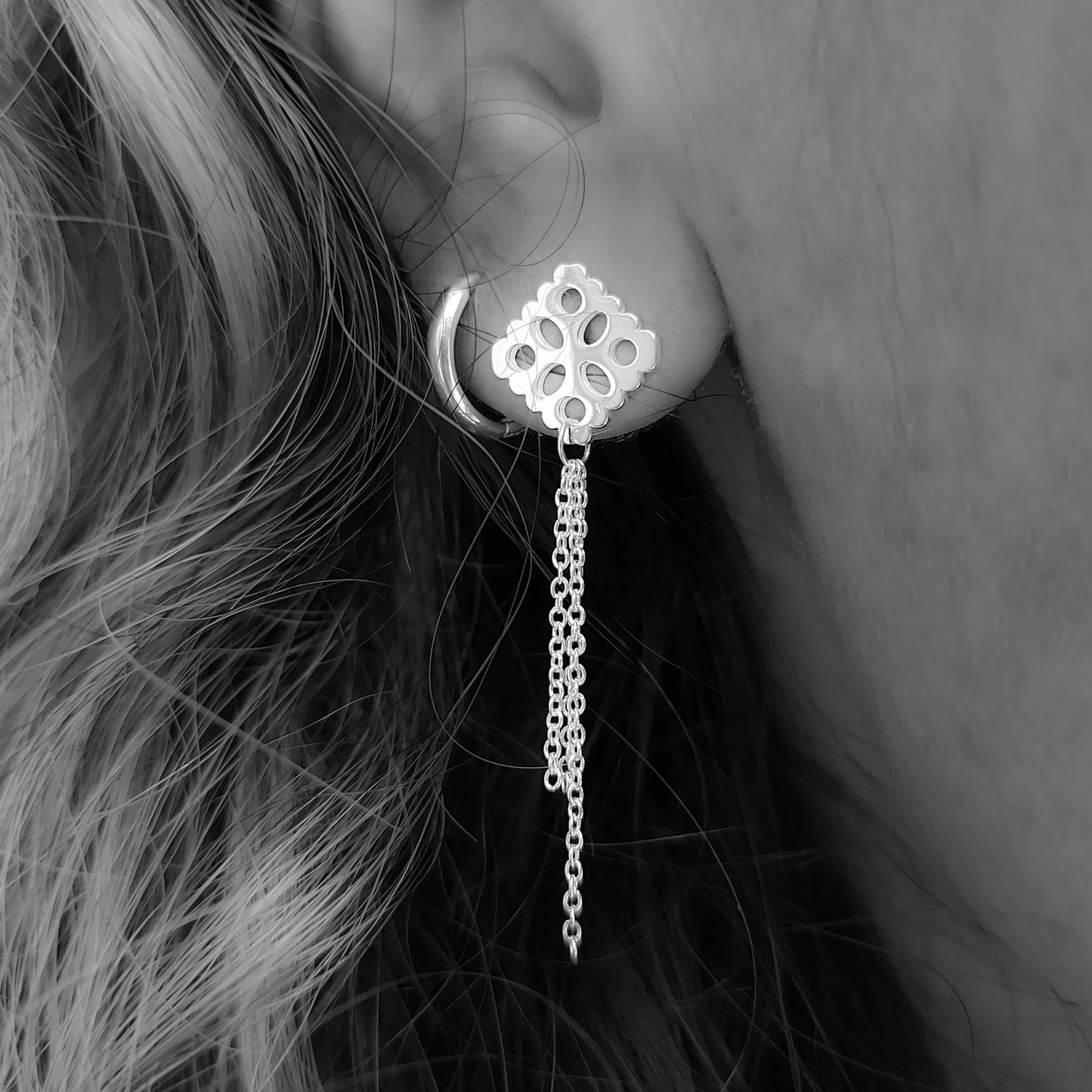 Aretes largos encaje
