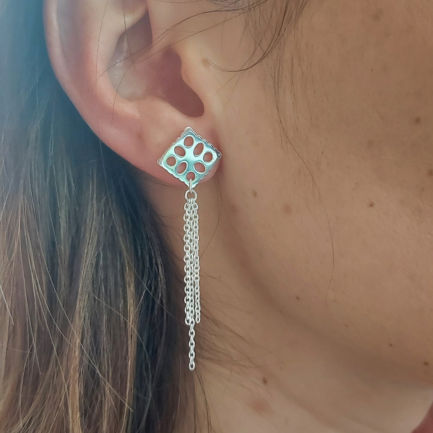 Aretes largos encaje