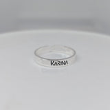 anillo nombre grabado personalizado plata