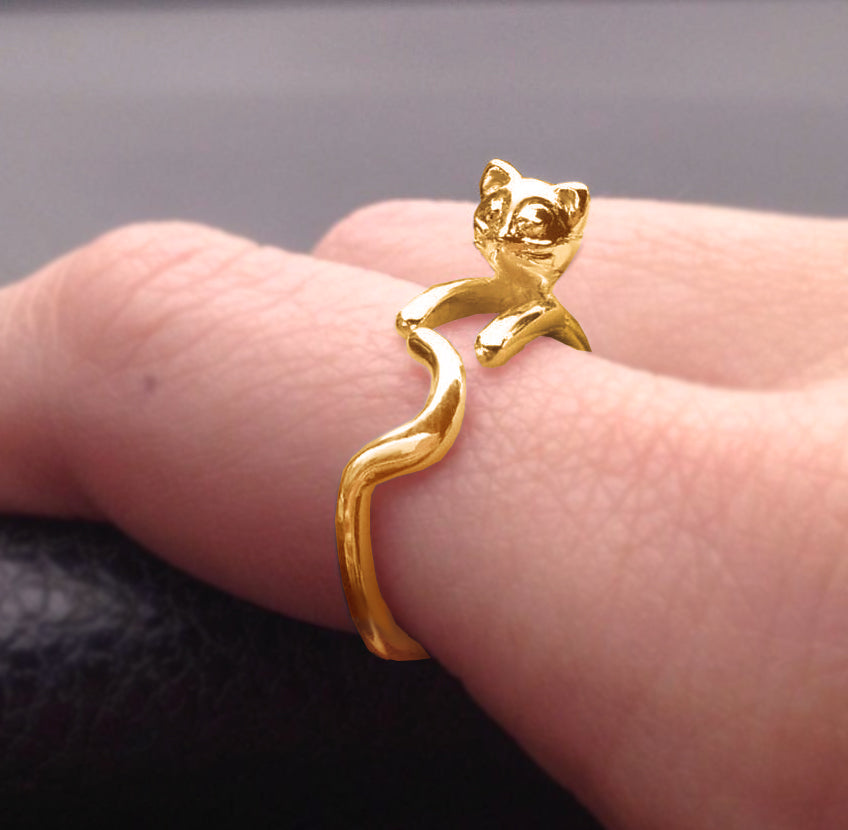 Anillo Ajustable Anillos De Gatos Anillo Abierto Con Forma De Gato
