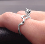 anillo de gato de plata mexicana