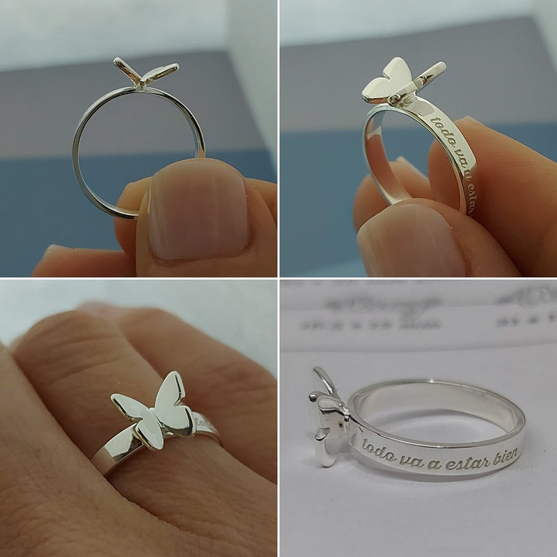 Anillo Mariposa con frase grabada