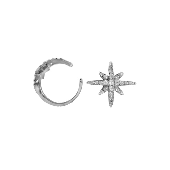 Earcuff estrellas plata