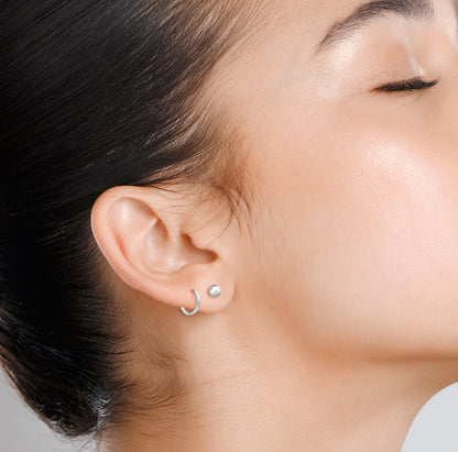 Set Aretes Broquel bola chica y mini arracadas