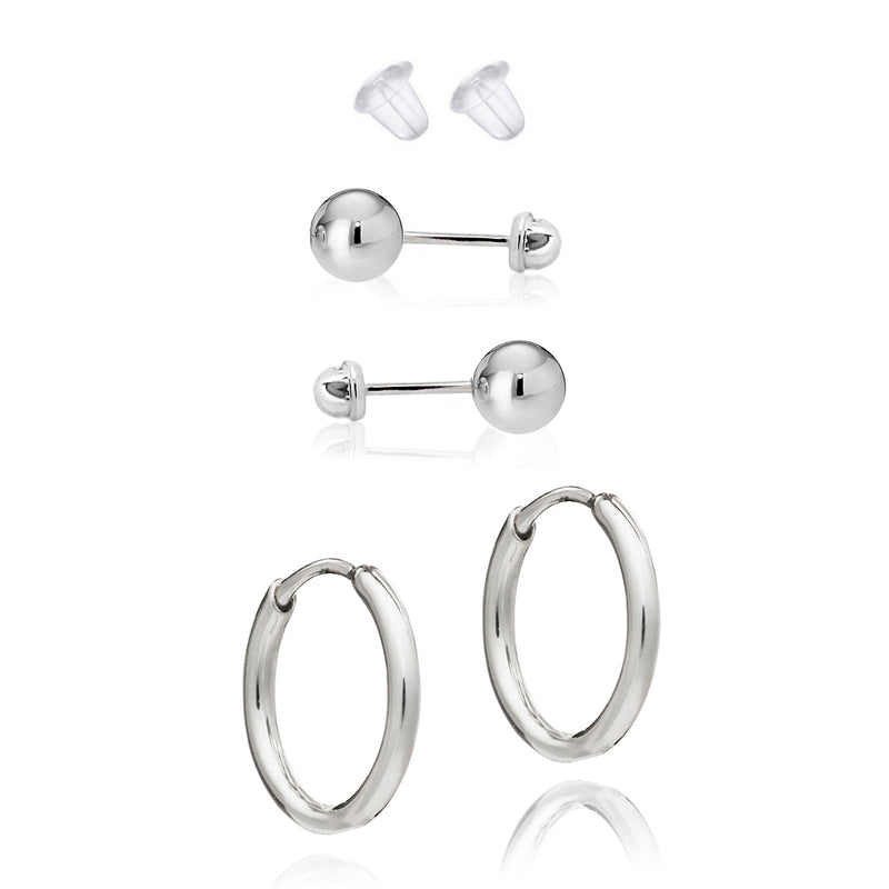 Set Aretes Broquel bola chica y mini arracadas